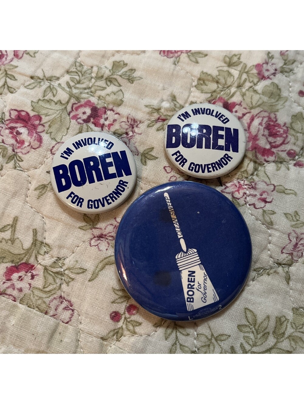 Vintage 1974 David Boren for Oklahoma Governor Campaign Pinback Button Lot